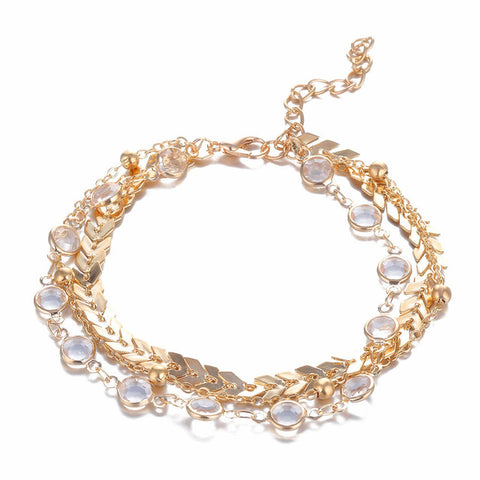 Simple Heart Female Anklets Barefoot Crochet Sandals Foot Jewelry