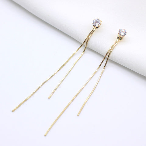 Long Crystal Tassel Dangle Earrings for Women