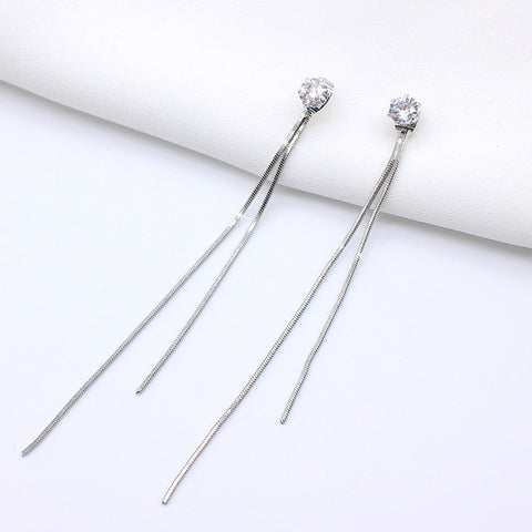Long Crystal Tassel Dangle Earrings for Women