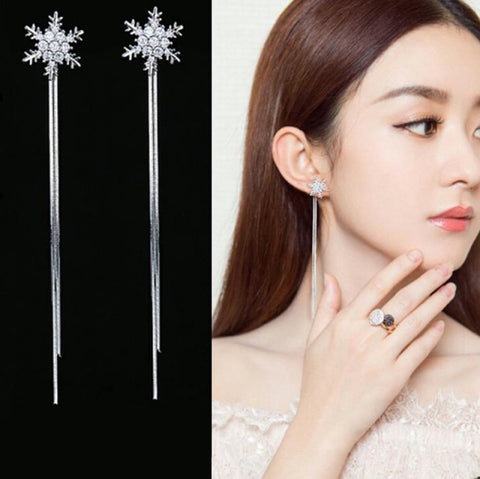 Long Crystal Tassel Dangle Earrings for Women