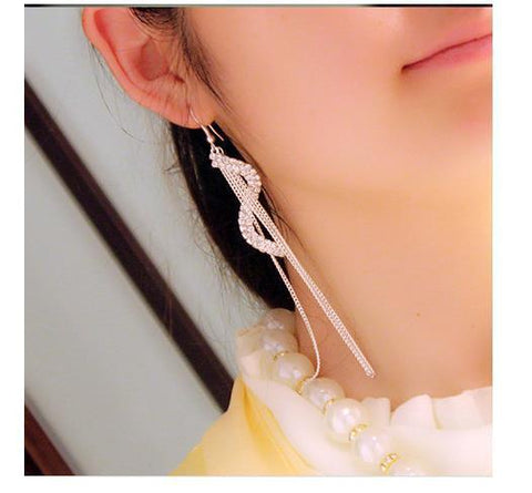 Long Crystal Tassel Dangle Earrings for Women