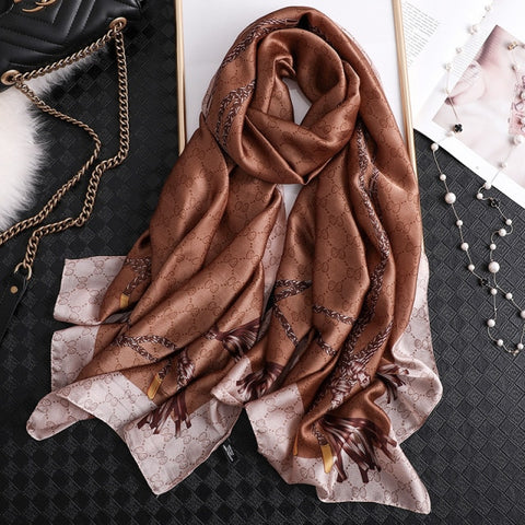 New Summer Women Silk Scarf Beach Hijab Shawls and Wraps Female