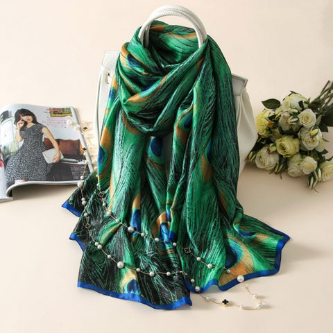 New Summer Women Silk Scarf Beach Hijab Shawls and Wraps Female