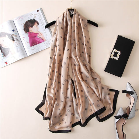 New Summer Women Silk Scarf Beach Hijab Shawls and Wraps Female