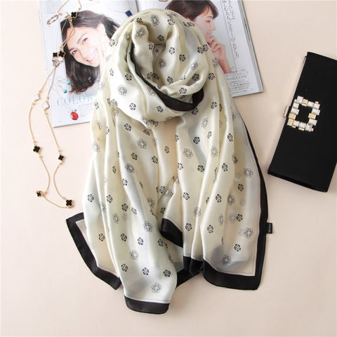 New Summer Women Silk Scarf Beach Hijab Shawls and Wraps Female