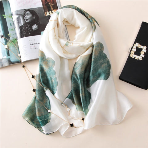 New Summer Women Silk Scarf Beach Hijab Shawls and Wraps Female