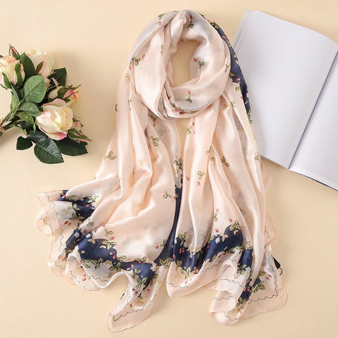 New Summer Women Silk Scarf Beach Hijab Shawls and Wraps Female