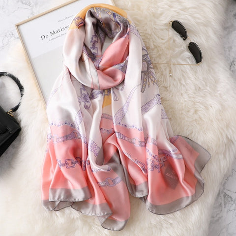 New Summer Women Silk Scarf Beach Hijab Shawls and Wraps Female