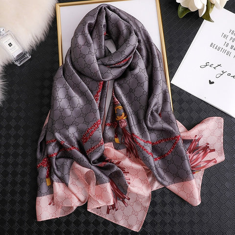 New Summer Women Silk Scarf Beach Hijab Shawls and Wraps Female