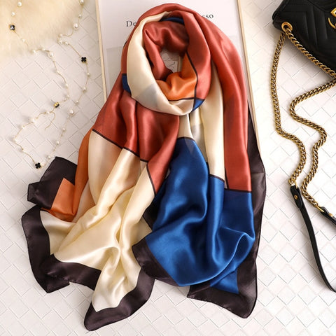 New Summer Women Silk Scarf Beach Hijab Shawls and Wraps Female