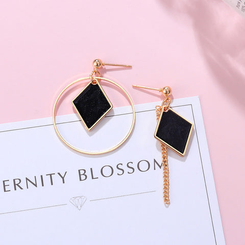 New Korean Black Cute Arcylic Geometric Dangle Drop Gold Earings