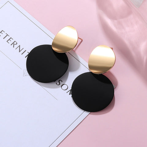 New Korean Black Cute Arcylic Geometric Dangle Drop Gold Earings