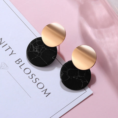 New Korean Black Cute Arcylic Geometric Dangle Drop Gold Earings