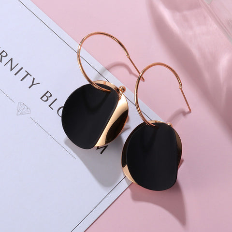 New Korean Black Cute Arcylic Geometric Dangle Drop Gold Earings