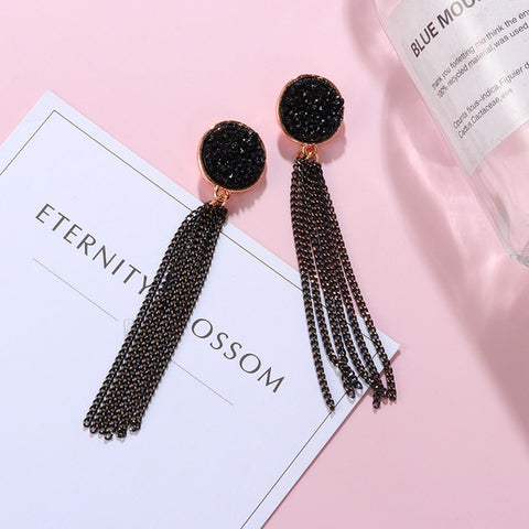 New Korean Black Cute Arcylic Geometric Dangle Drop Gold Earings