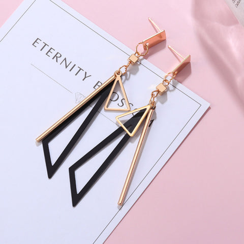 New Korean Black Cute Arcylic Geometric Dangle Drop Gold Earings