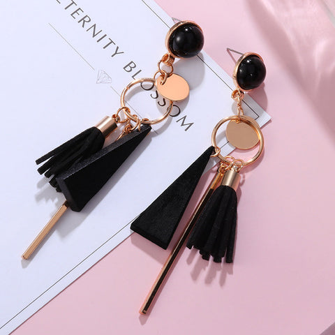 New Korean Black Cute Arcylic Geometric Dangle Drop Gold Earings