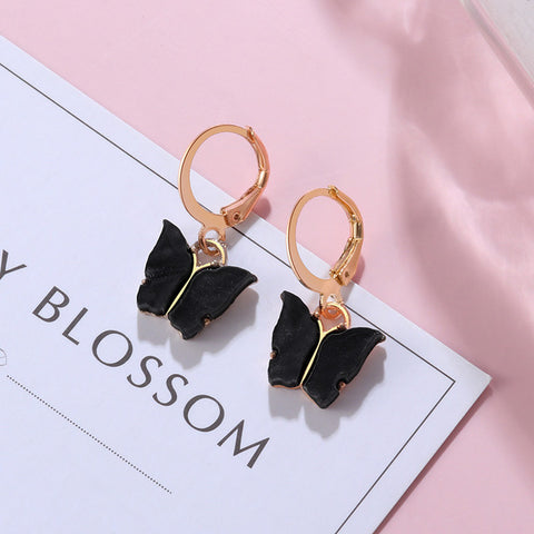 New Korean Black Cute Arcylic Geometric Dangle Drop Gold Earings