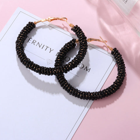 New Korean Black Cute Arcylic Geometric Dangle Drop Gold Earings