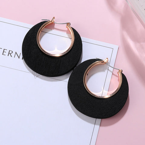 New Korean Black Cute Arcylic Geometric Dangle Drop Gold Earings