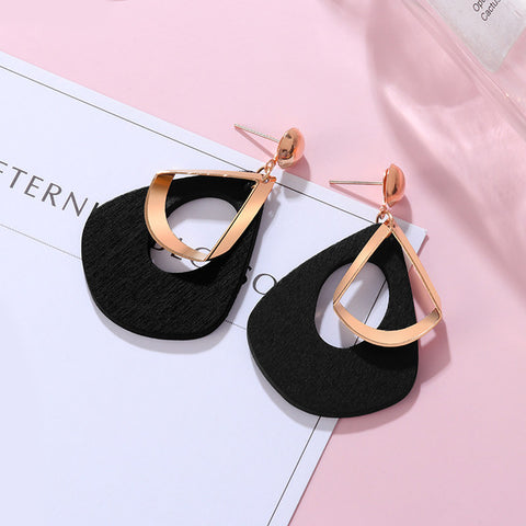 New Korean Black Cute Arcylic Geometric Dangle Drop Gold Earings