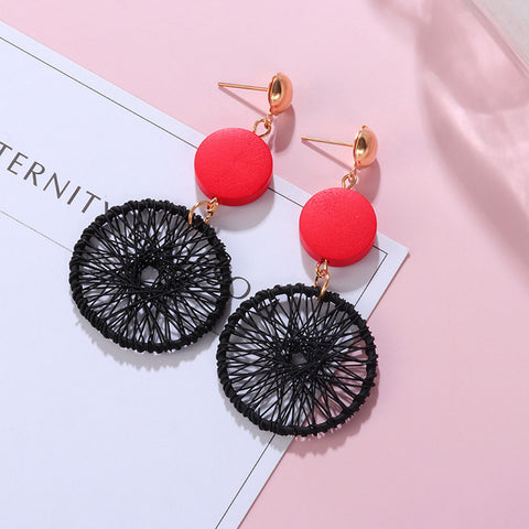 New Korean Black Cute Arcylic Geometric Dangle Drop Gold Earings