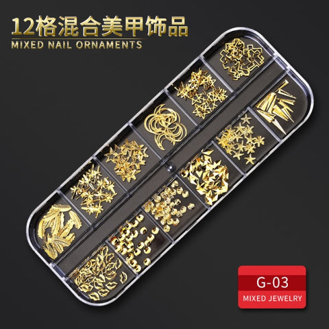 12Grid Multi-size Nail Rhinestones 3D Crystal AB Clear Nail Stones Decoration