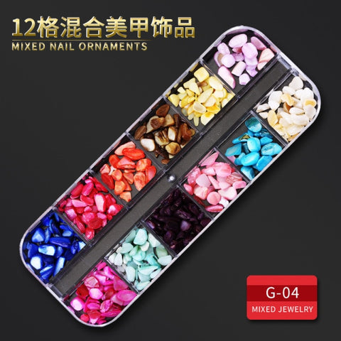12Grid Multi-size Nail Rhinestones 3D Crystal AB Clear Nail Stones Decoration