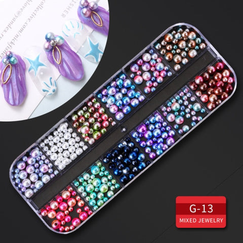 12Grid Multi-size Nail Rhinestones 3D Crystal AB Clear Nail Stones Decoration