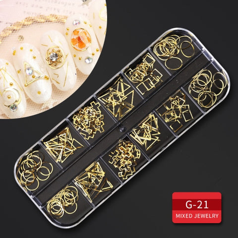 12Grid Multi-size Nail Rhinestones 3D Crystal AB Clear Nail Stones Decoration