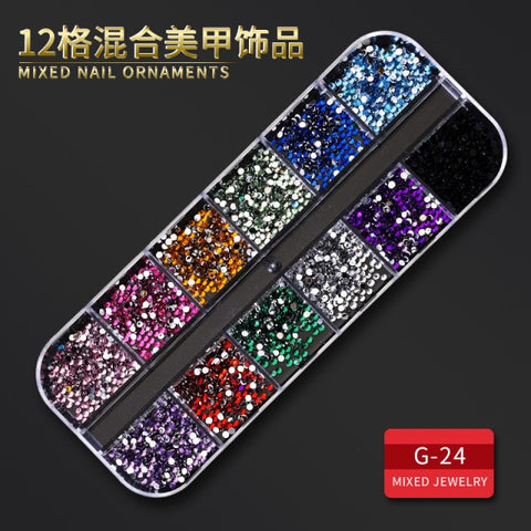 12Grid Multi-size Nail Rhinestones 3D Crystal AB Clear Nail Stones Decoration