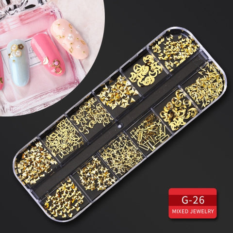 12Grid Multi-size Nail Rhinestones 3D Crystal AB Clear Nail Stones Decoration