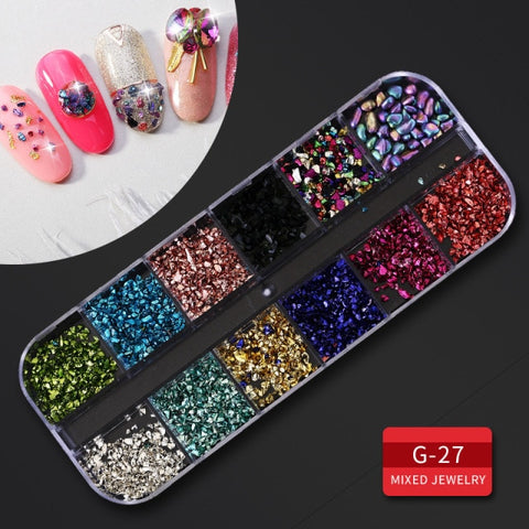 12Grid Multi-size Nail Rhinestones 3D Crystal AB Clear Nail Stones Decoration