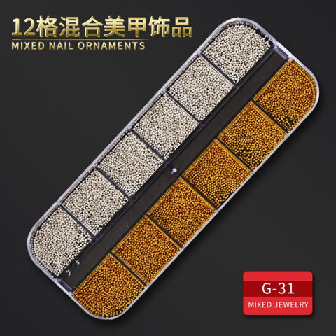 12Grid Multi-size Nail Rhinestones 3D Crystal AB Clear Nail Stones Decoration