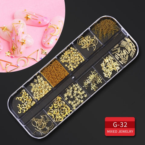 12Grid Multi-size Nail Rhinestones 3D Crystal AB Clear Nail Stones Decoration