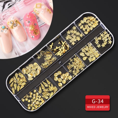 12Grid Multi-size Nail Rhinestones 3D Crystal AB Clear Nail Stones Decoration