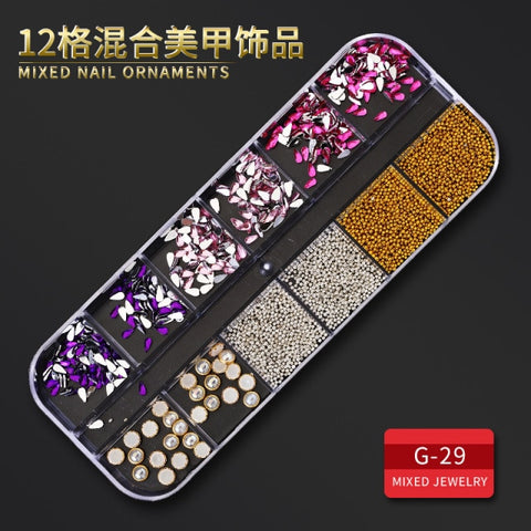 12Grid Multi-size Nail Rhinestones 3D Crystal AB Clear Nail Stones Decoration