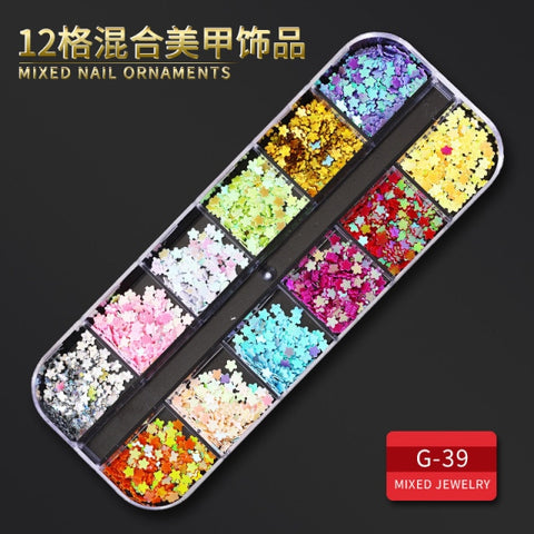 12Grid Multi-size Nail Rhinestones 3D Crystal AB Clear Nail Stones Decoration