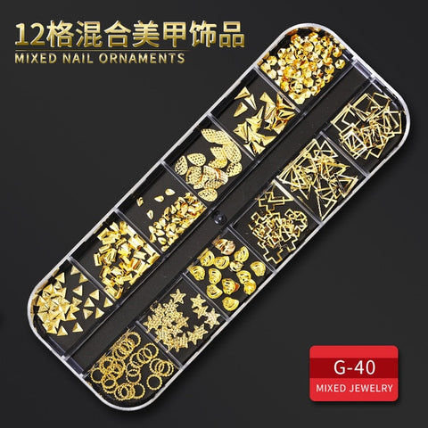12Grid Multi-size Nail Rhinestones 3D Crystal AB Clear Nail Stones Decoration