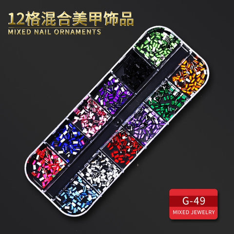 12Grid Multi-size Nail Rhinestones 3D Crystal AB Clear Nail Stones Decoration
