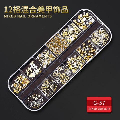 12Grid Multi-size Nail Rhinestones 3D Crystal AB Clear Nail Stones Decoration