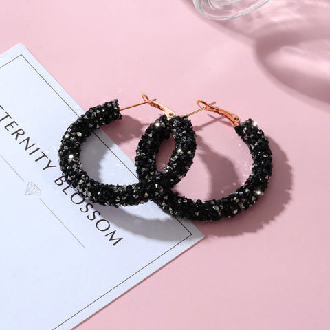 New Korean Black Cute Arcylic Geometric Dangle Drop Gold Earings