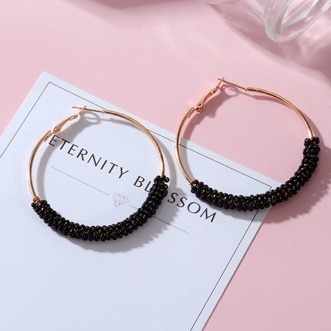 New Korean Black Cute Arcylic Geometric Dangle Drop Gold Earings