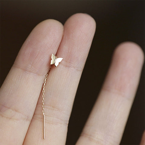 Long Tassel Butterfly Drop Earrings Silver Color Summer Jewelry Girls Party Gift