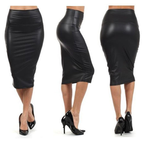 Sexy Skirt Black Bodycon Clubwear High Waist PU Leather Skirt