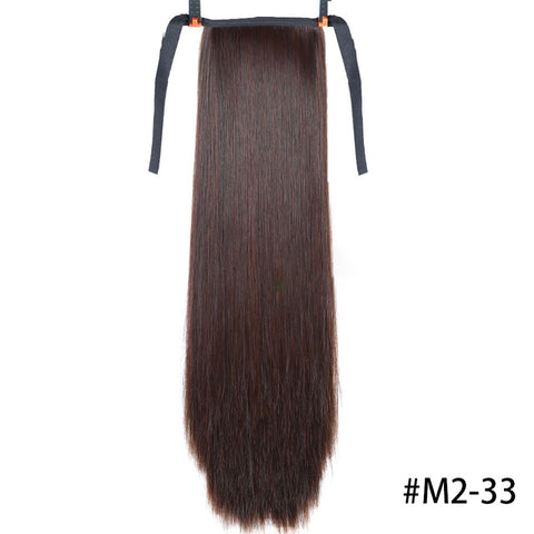 Synthetic Fiber Heat-Resistant Straight Hair With Ponytail Tail Wigs