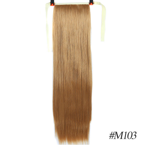 Synthetic Fiber Heat-Resistant Straight Hair With Ponytail Tail Wigs