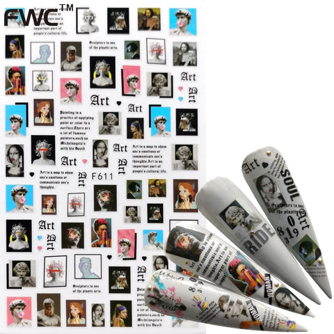 Slider Black Russia Letter 3D False Nail Sticker Inpluser