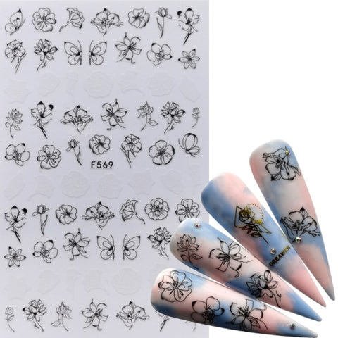 Slider Black Russia Letter 3D False Nail Sticker Inpluser