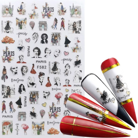 Slider Black Russia Letter 3D False Nail Sticker Inpluser